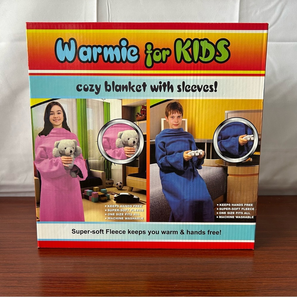 WARMIE for Kids Blanket with Sleeves BLUE Soft Fleece NEW